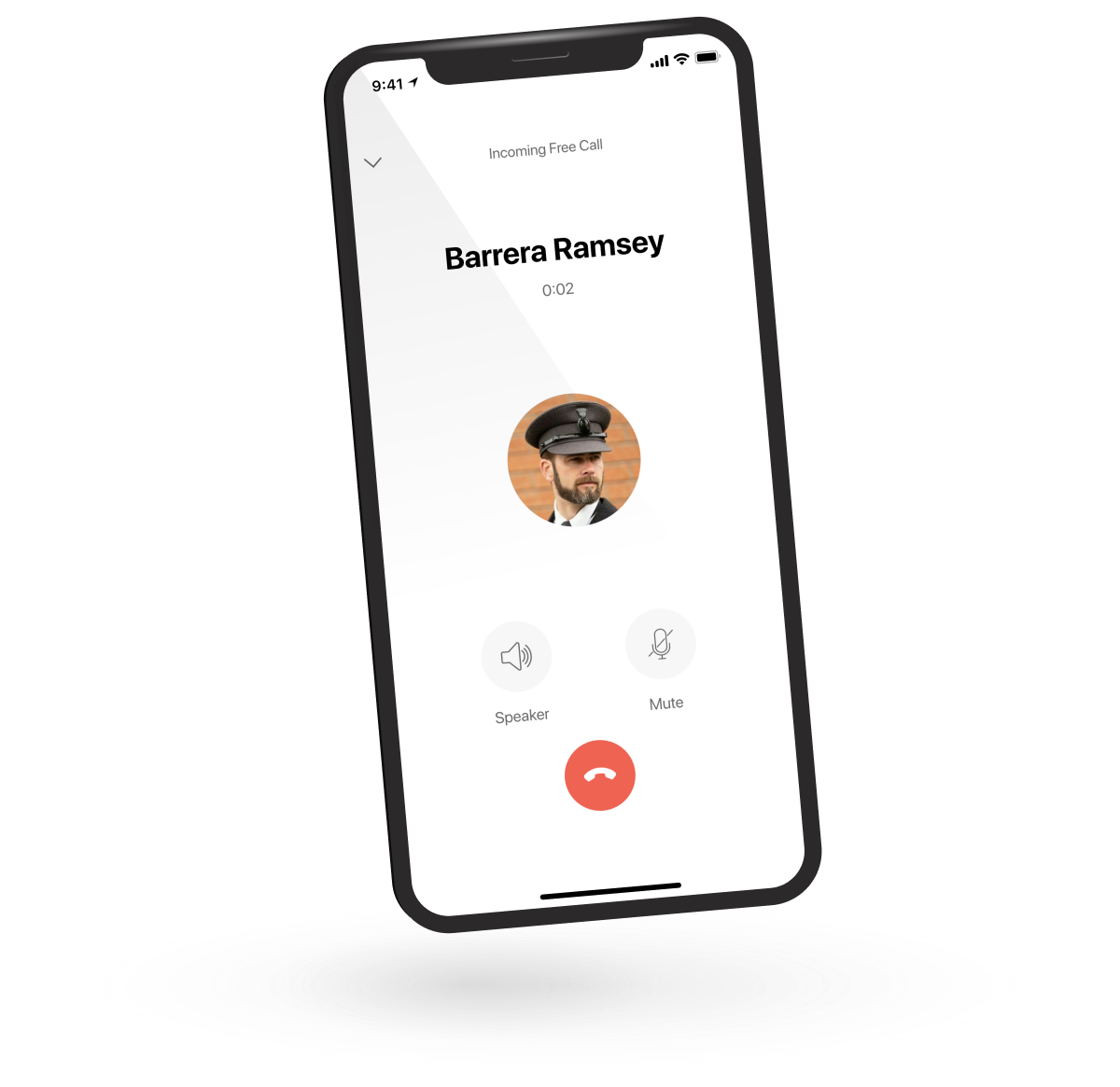 App screenshot, showing an incoming call from driver.